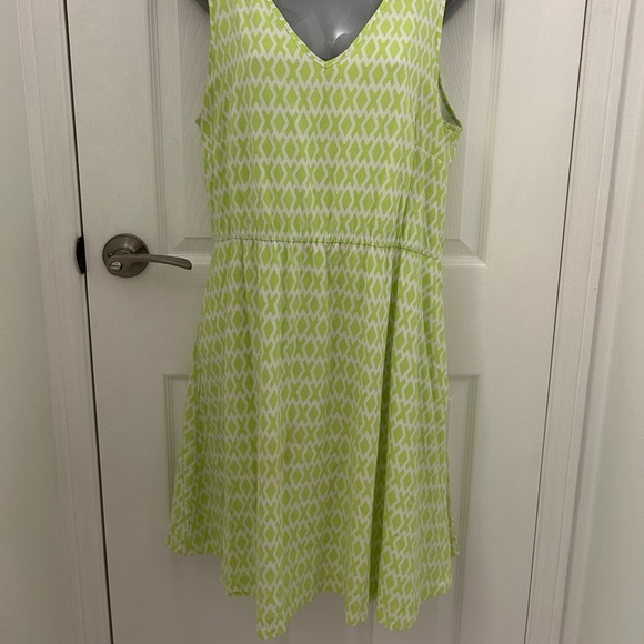 GAP Green Patterned Sleeveless Summer Dress, Sz L - Picture 2 of 8